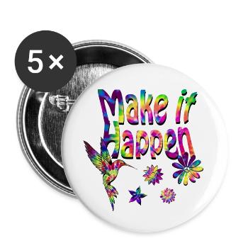 Make it Happen - Hummingbird Colors - Lot de 5 grands badges (56 mm) - blanc - Devant
