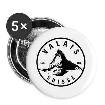 Valais Suisse Bergdesign 1815 Vintage - Buttons large 2.2''/56 mm (5-pack) - white - Front