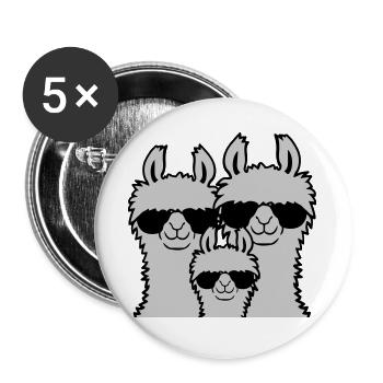 Lama Famille Parents Enfant - Lot de 5 grands badges (56 mm) - blanc - Devant