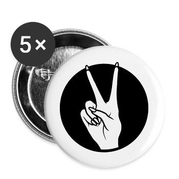 Round Victory Hand Signal La Paix - Lot de 5 grands badges (56 mm) - blanc - Devant