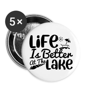 Life is better at the Lake - Buttons large 2.2''/56 mm (5-pack) - white - Front