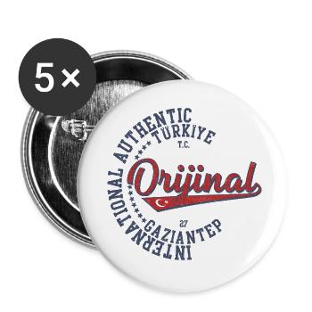 Gaziantep - Lot de 5 grands badges (56 mm) - blanc - Devant
