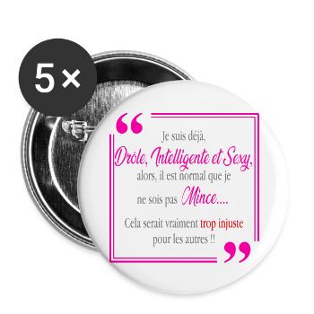 Je suis drôle intelligente et sexy - Lot de 5 grands badges (56 mm) - blanc - Devant