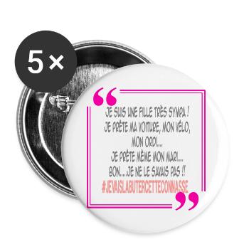 Je suis une fille très sympa - Lot de 5 grands badges (56 mm) - blanc - Devant