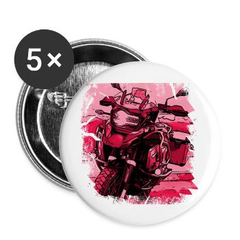Moto GS noir rouge - Lot de 5 grands badges (56 mm) - blanc - Devant