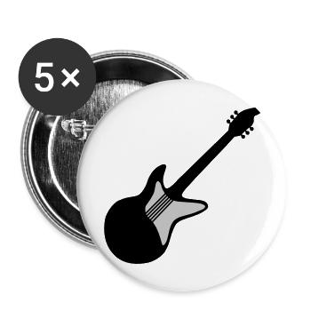 Elektrogitarre Gitarrist Gitarre spielen - Buttons groß 56 mm (5er Pack) - Weiß - Vorne
