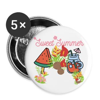 Sweet Summer - Buttons groß 56 mm (5er Pack) - Weiß - Vorne