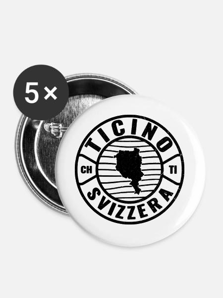 Ticino Schweiz Emblem Design - Buttons groß 56 mm (5er Pack) - Weiß