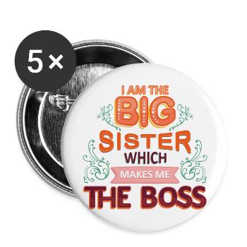 Patron de la Grande Sœur - Lot de 5 grands badges (56 mm) - blanc - Devant