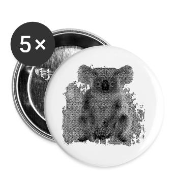 australische tiermotive, Koala Bär, Beuteltiere - Buttons groß 56 mm (5er Pack) - Weiß - Vorne