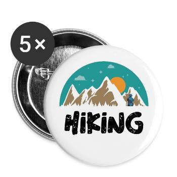 Hiking Nature Wilderness Camping Hiking - Buttons large 2.2''/56 mm (5-pack) - white - Front
