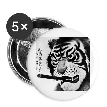Smoking Tiger Black and White - Buttons groß 56 mm (5er Pack) - Weiß - Vorne