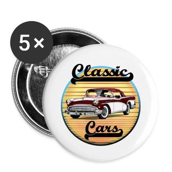Classic Car - Buttons large 2.2''/56 mm (5-pack) - white - Front