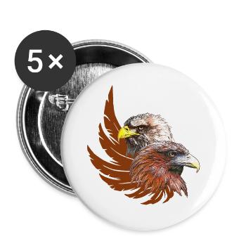 adlerdesign frau, zwei adlerköpfe, adlerflügel - Buttons groß 56 mm (5er Pack) - Weiß - Vorne