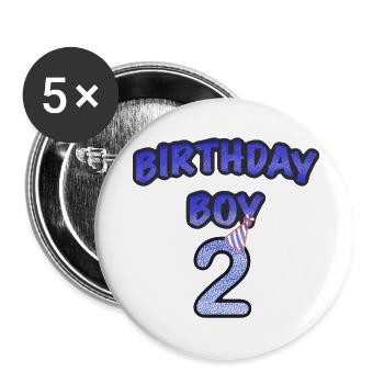 Birthday Boy 2 Years - Buttons groß 56 mm (5er Pack) - Weiß - Vorne