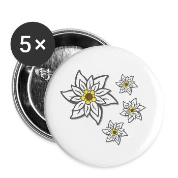 volksfeste frau, traditionelles blumenmuster - Buttons groß 56 mm (5er Pack) - Weiß - Vorne