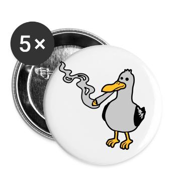 Stoner Seagull Smoking Hemp - Buttons large 2.2''/56 mm (5-pack) - white - Front