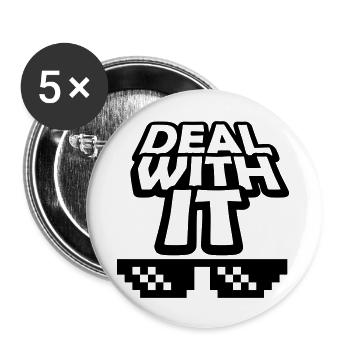 Text Deal with it - Buttons large 2.2''/56 mm (5-pack) - white - Front