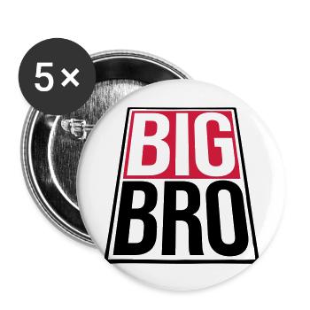 Geschwister Big Bro Logo - Buttons groß 56 mm (5er Pack) - Weiß - Vorne