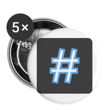 Hashtag - Buttons groß 56 mm (5er Pack) - Weiß - Vorne