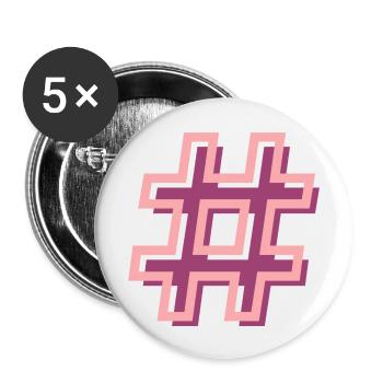 Hashtag - Buttons groß 56 mm (5er Pack) - Weiß - Vorne