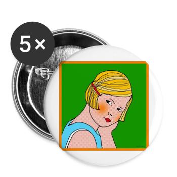 Vintage 1980 t shirt - Buttons large 2.2''/56 mm (5-pack) - white - Front