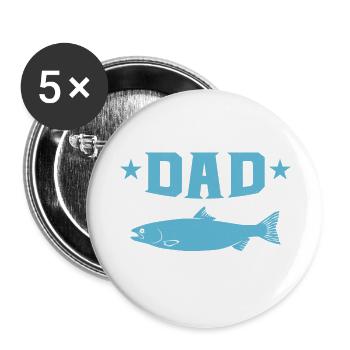 Reel Cool Dad Angler Fisherman - Buttons groß 56 mm (5er Pack) - Weiß - Vorne