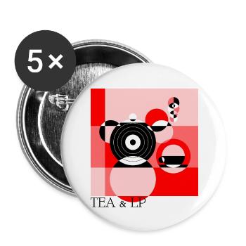 Thé & LP - Lot de 5 grands badges (56 mm) - blanc - Devant