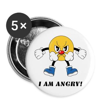 I Am Angry - Buttons large 2.2''/56 mm (5-pack) - white - Front