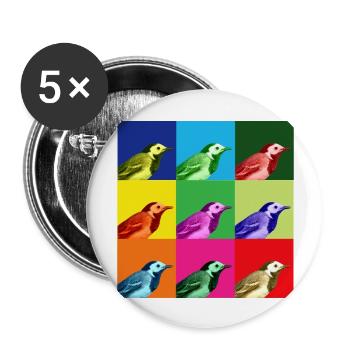 Bachstelze Profil Popart Kunst - Buttons groß 56 mm (5er Pack) - Weiß - Vorne