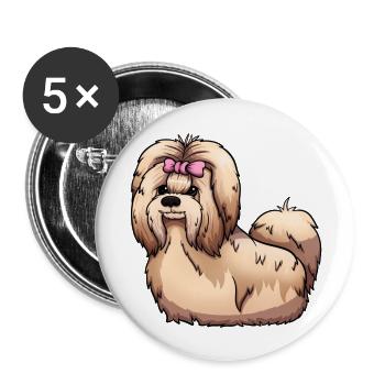 Shih Tzu - Buttons groß 56 mm (5er Pack) - Weiß - Vorne
