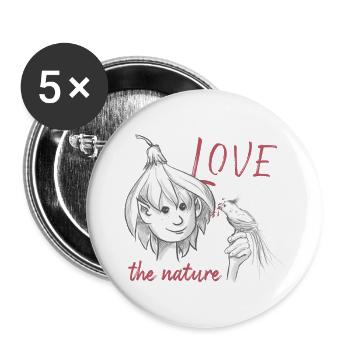 Love the nature - Buttons groß 56 mm (5er Pack) - Weiß - Vorne
