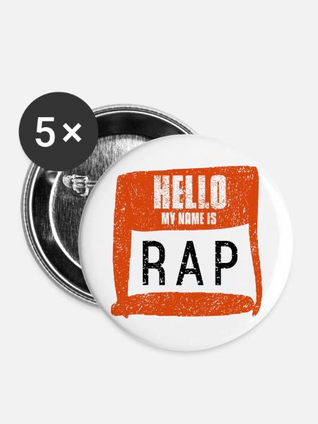 Rap Musik - Buttons groß 56 mm (5er Pack) - Weiß