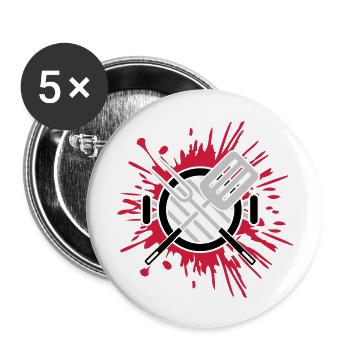 Gouttes de charbon Grill Éclaboussures de color Grill Master - Lot de 5 grands badges (56 mm) - blanc - Devant