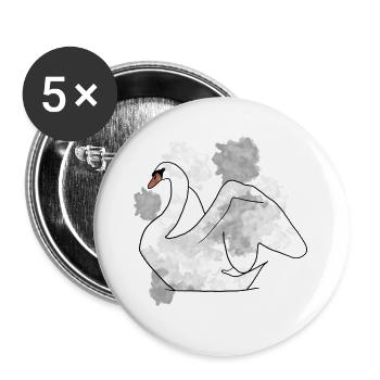 Schwan - Buttons groß 56 mm (5er Pack) - Weiß - Vorne