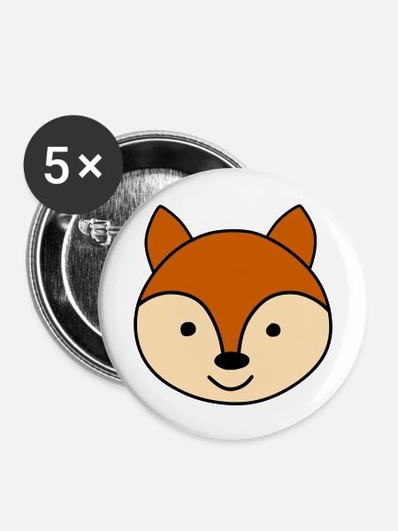 Cute fox - Buttons groß 56 mm (5er Pack) - Weiß