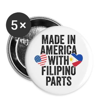 FABRIQUÉ EN AMÉRIQUE AVEC DES PIÈCES PHILIPPINES - Lot de 5 grands badges (56 mm) - blanc - Devant