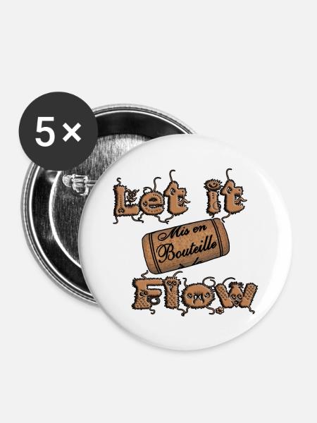 Kork fließen lassen - Buttons groß 56 mm (5er Pack) - Weiß