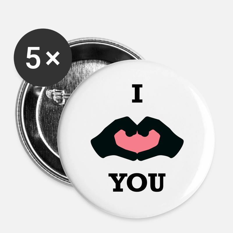 Love,Liebe, Ich liebe dich - Buttons large 2.2''/56 mm (5-pack) - white