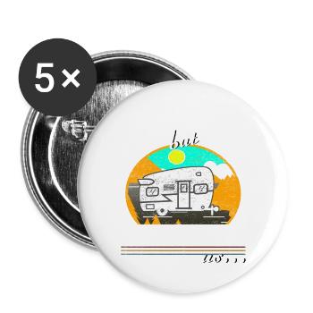 Camper Familie - Camping Wagen - Buttons groß 56 mm (5er Pack) - Weiß - Vorne
