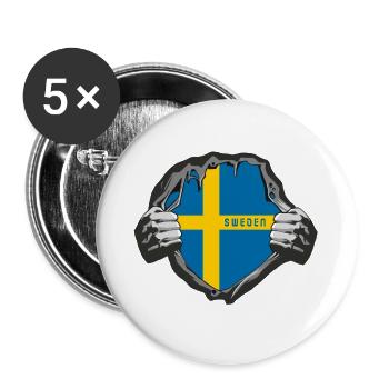 Sweden flags design - Buttons large 2.2''/56 mm (5-pack) - white - Front