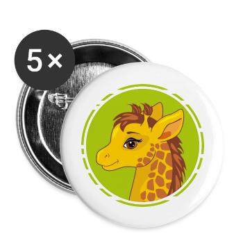 Portrait d’une girafe de dessin animé souriante - Lot de 5 grands badges (56 mm) - blanc - Devant
