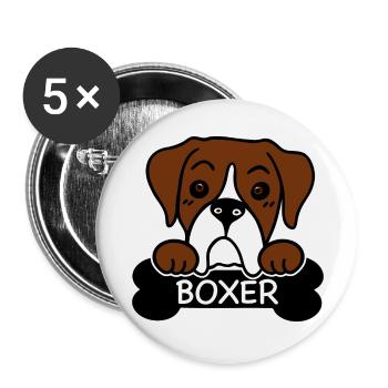 Boxer et os - Lot de 5 grands badges (56 mm) - blanc - Devant