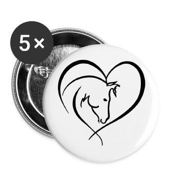 Horse Heart Riding Horse Propriétaire - Lot de 5 grands badges (56 mm) - blanc - Devant