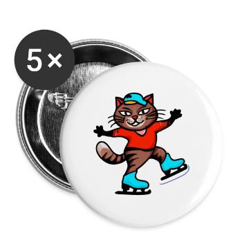 Patinage de chat - Lot de 5 grands badges (56 mm) - blanc - Devant