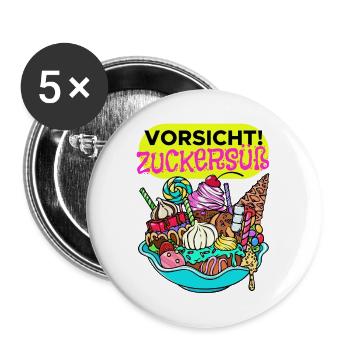 Naschkatzen Konditor Cupcake Statement Süßigkeiten - Buttons groß 56 mm (5er Pack) - Weiß - Vorne