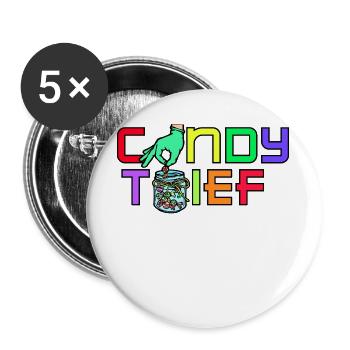 Süß Bonbon Süßigkeiten Nachspeise Statement - Buttons groß 56 mm (5er Pack) - Weiß - Vorne