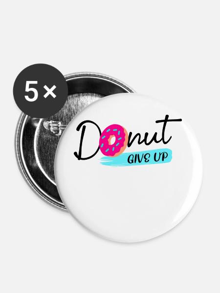 Donut Süßigkeiten Statement Naschen Lecker - Buttons groß 56 mm (5er Pack) - Weiß