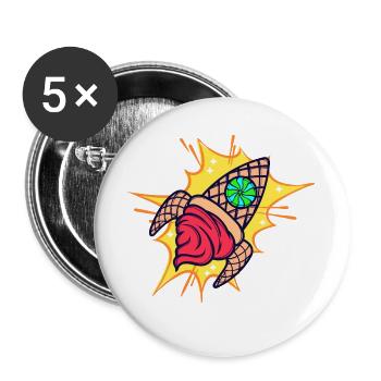 Naschen Süßigkeiten Nachspeise Lecker Konditor Eis - Buttons groß 56 mm (5er Pack) - Weiß - Vorne