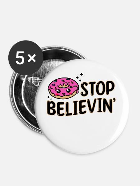 Süßigkeiten Naschen Statement Lecker Donut - Buttons groß 56 mm (5er Pack) - Weiß